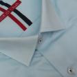 Self Design Aqua Blue Shirt : Slim