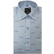 Print Blue Shirt : Party