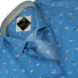 Print Blue Shirt : Party