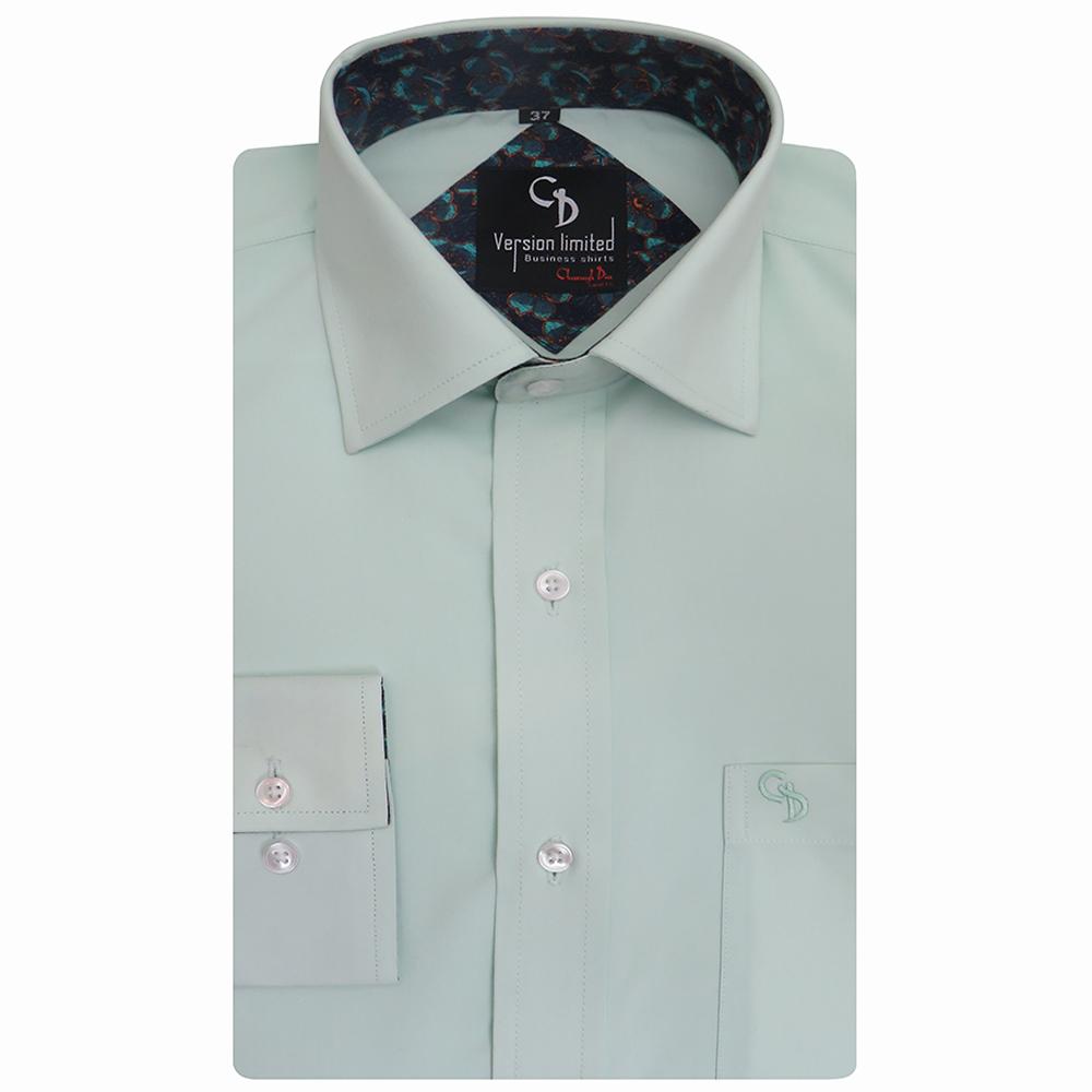 plain blue shirt a wardrobe essential.crafted in light weight fabric,smart combination inside the collar,blue buttons and patch pocket.