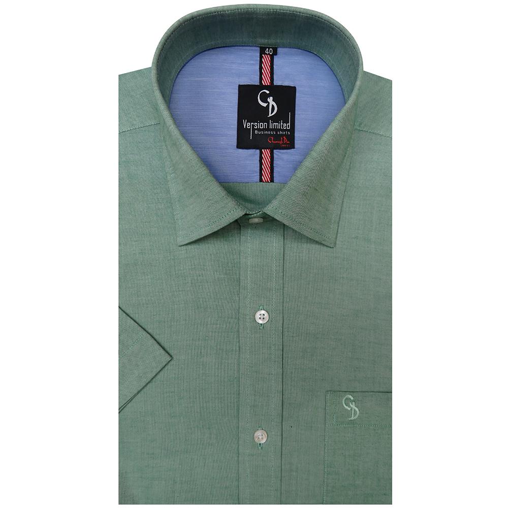 plain light green shirt with an elegant collar,smart white buttons on it.perfect for everyday casual wear and business wear.