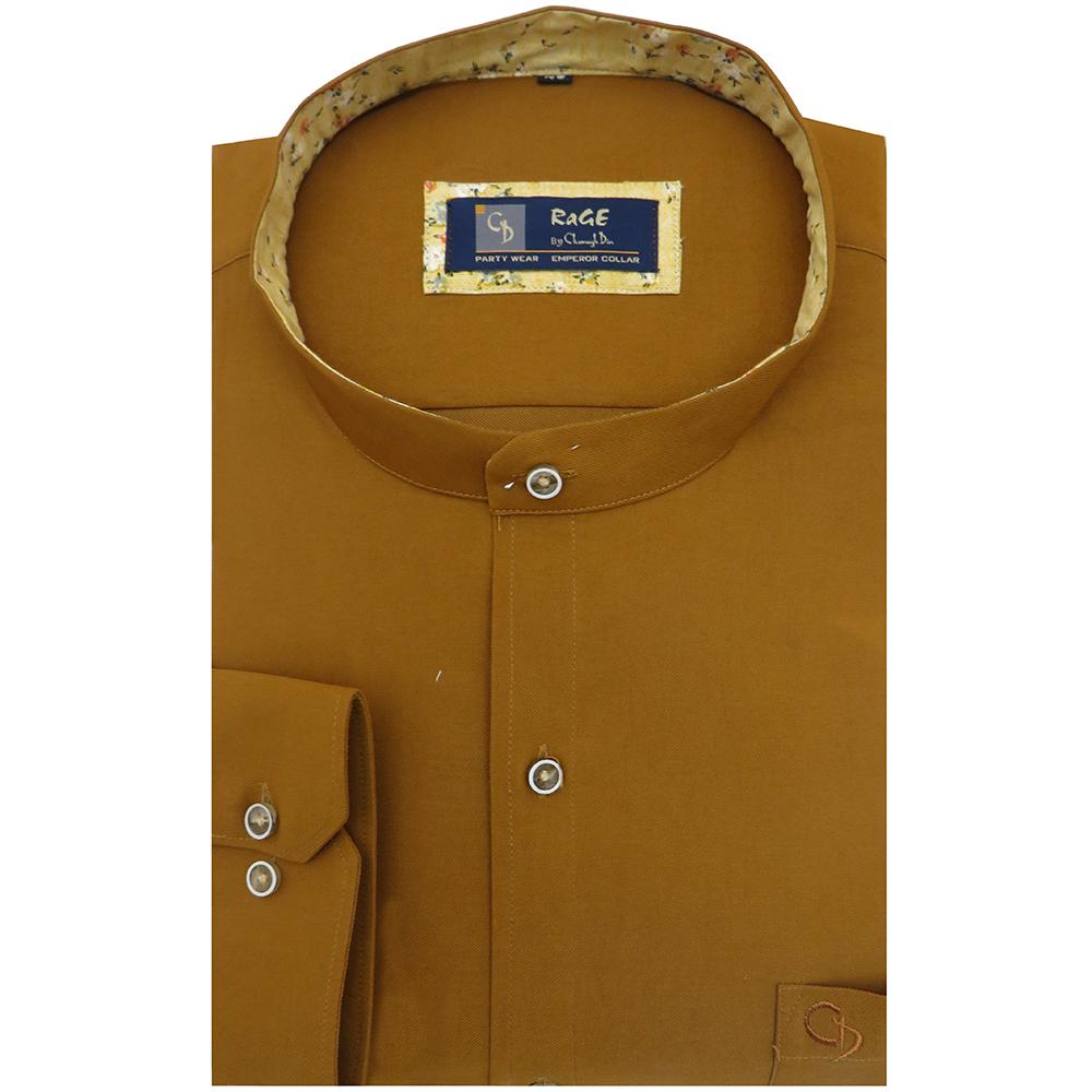 No matter what you pair it with, this mustard chinese collar shirt is sure to bring you complements. this one looks best when worn with an jeans.
