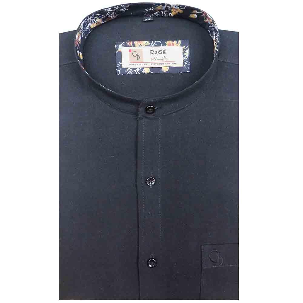 Grab the attention of the crowd by wearing this smart and stylish looking party shirt that comes with contrast inside the mandarin collar.